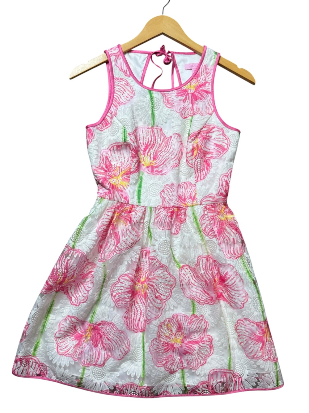 Lilly Pulitzer Darcelle Embroidered Floral Sheer Overlay Dress size 0 92393
